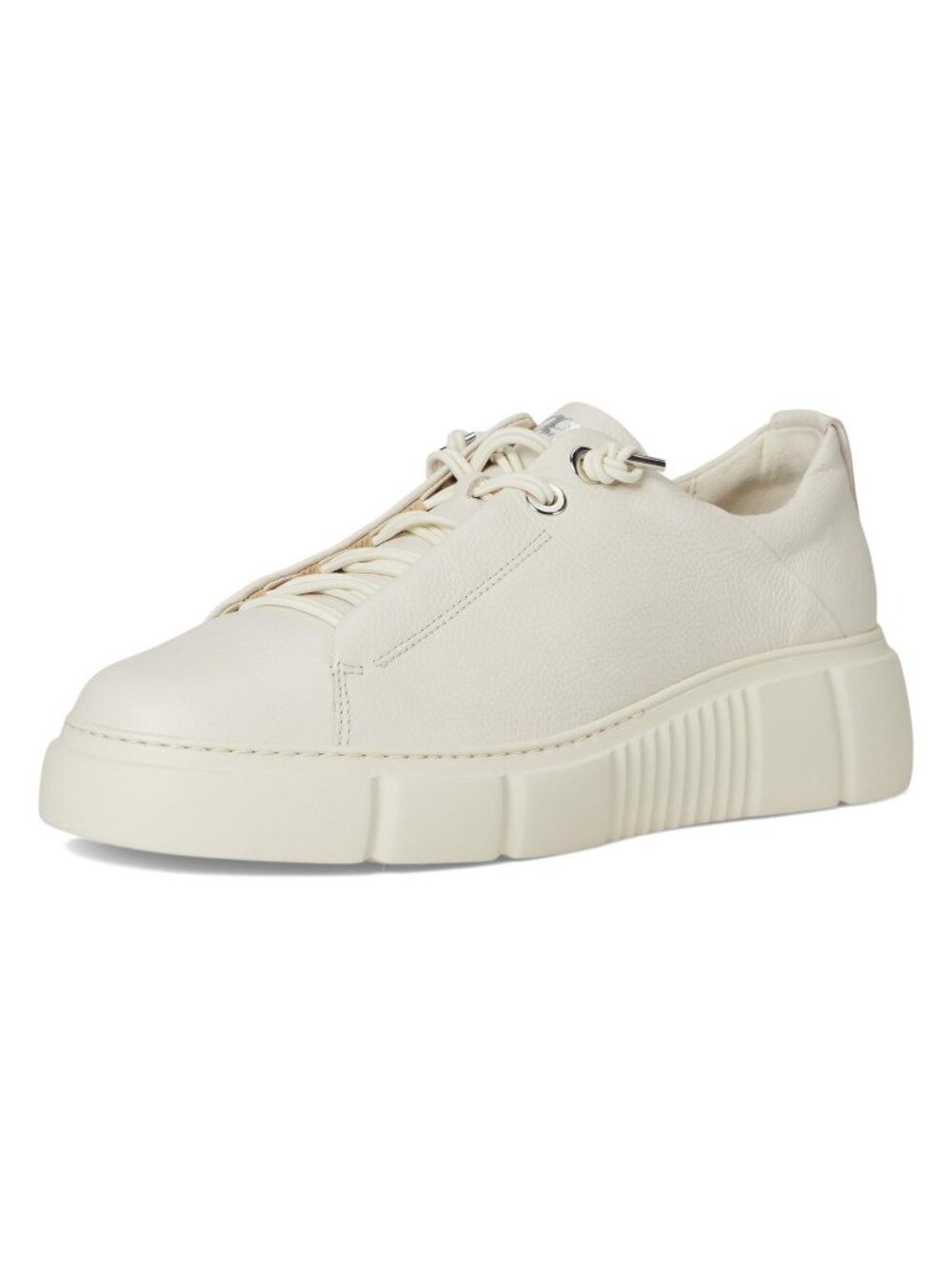 NWT $430 PAUL GREEN ABBEY SNEAKER LACE LEATHER IVORY SILVER 7.5 US (TF4)